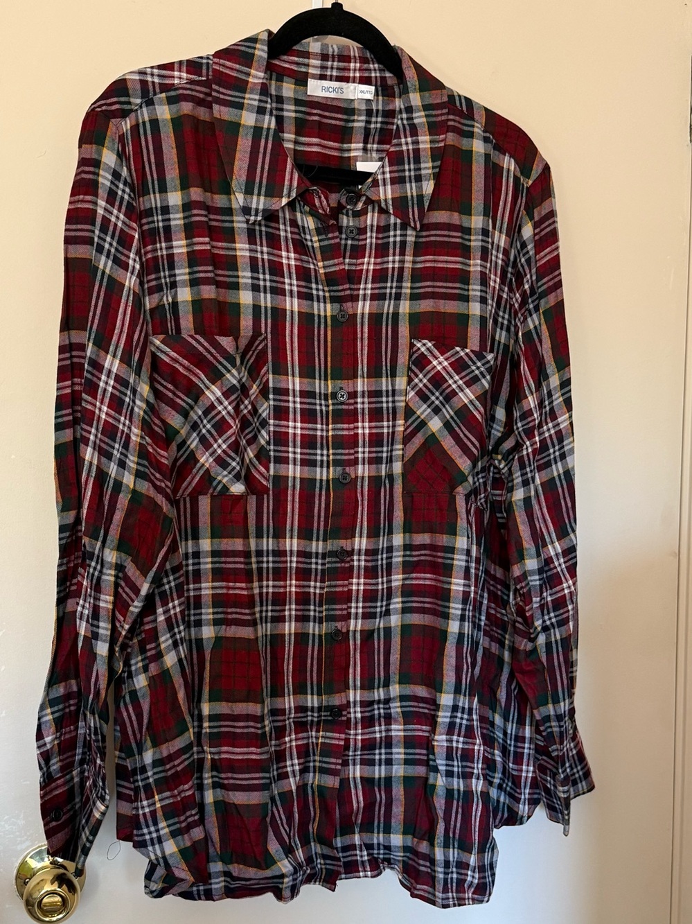 Ricki's Red and Green Plaid Button-Down Shirt